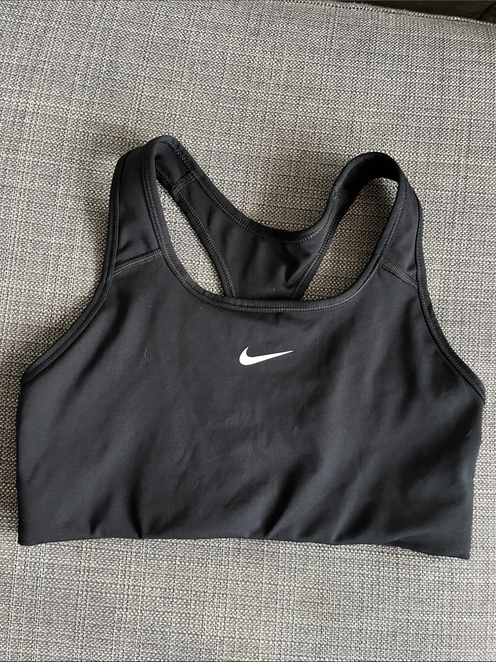 Nike Black Racerback Sports Bra with White Swoosh